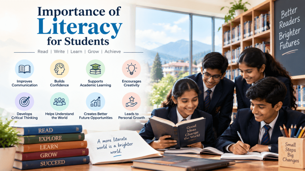 International Literacy Day reading activity at Chinmaya Vidyalaya Nauni