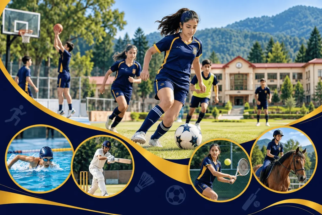 Students participating in sports and physical activities at a boarding school in India